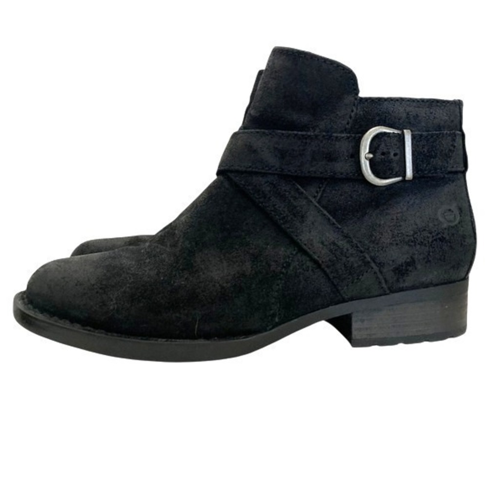 SOLD Born Trinculo Black Suede Leather Ankle Booties Womens 8.5 Buckle Comfort - Picture 6 of 16